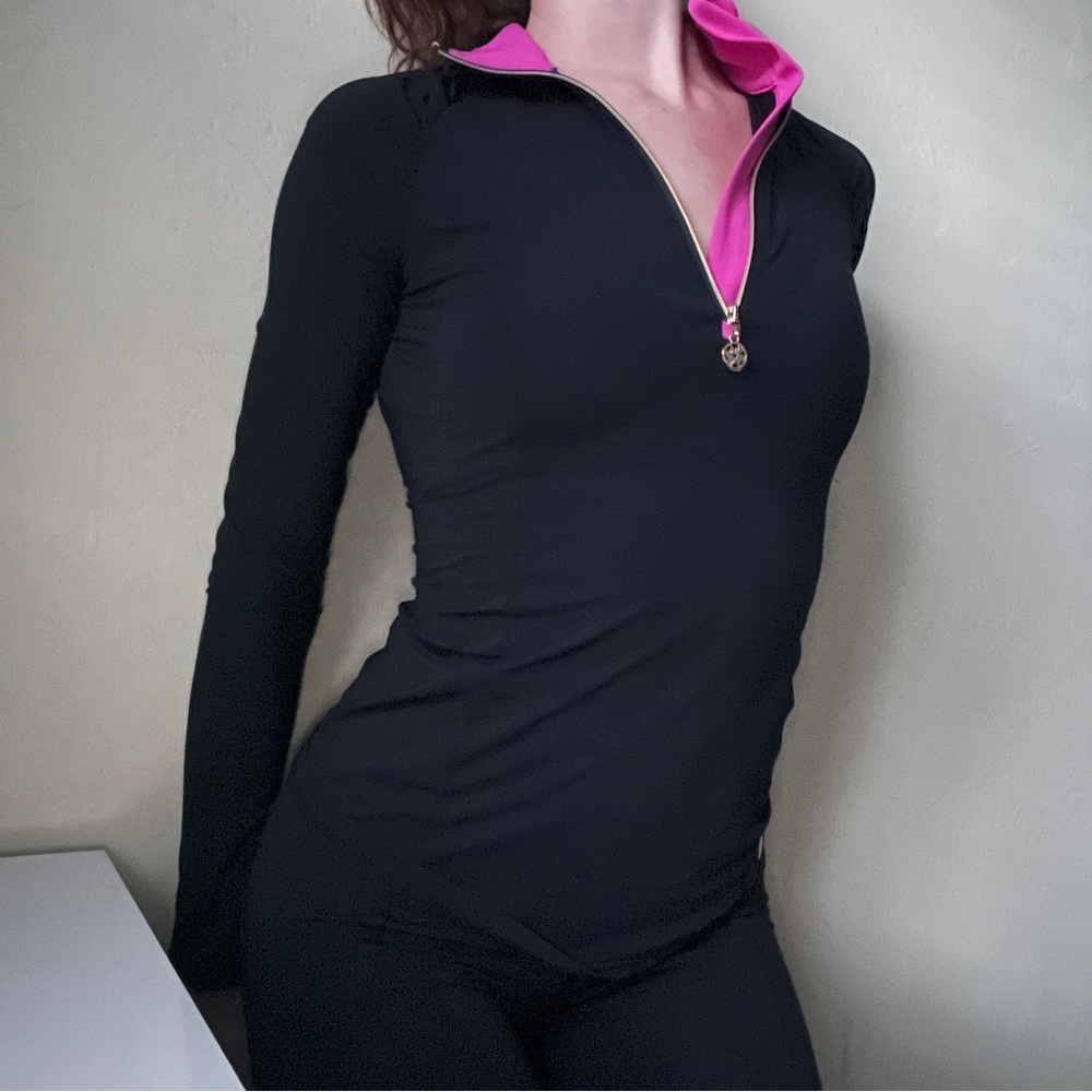 Lilly Pulitzer Luxletic Pullover Long Sleeve Workout Shirt Black XXS
